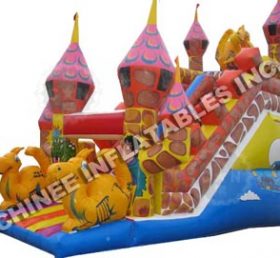 T8-407 Giant Cartoon Inflatable Castle With Slide For Kids Adults