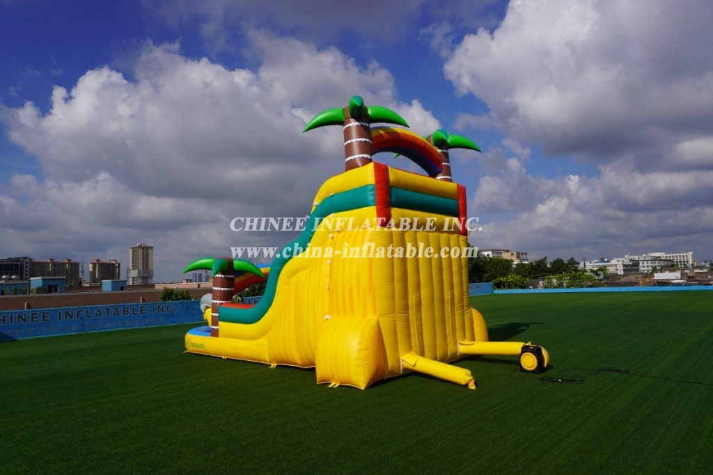 T8-1332 Dolphin Theme Inflatable Palm Tree Water Slide Kids Party Adults Inflatable Slide With Pool
