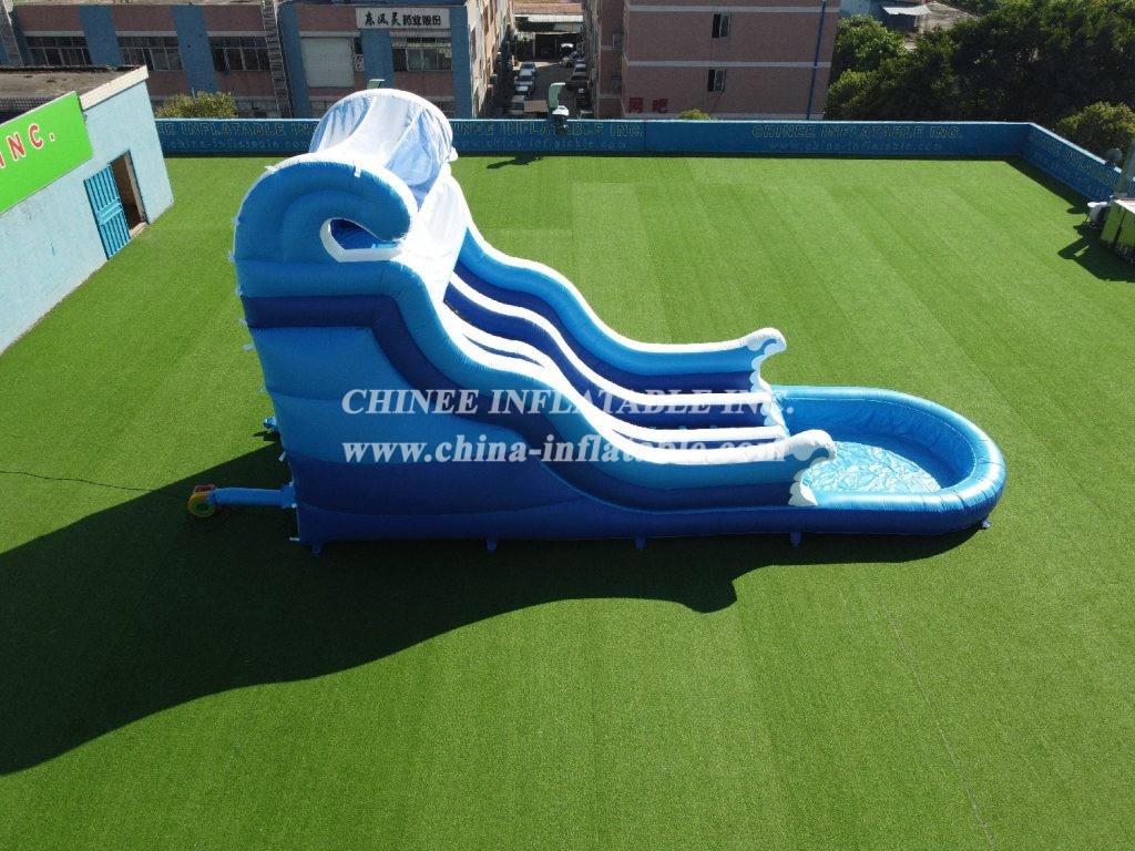 T8-623 Giant Inflatable Wave Slide With Pool